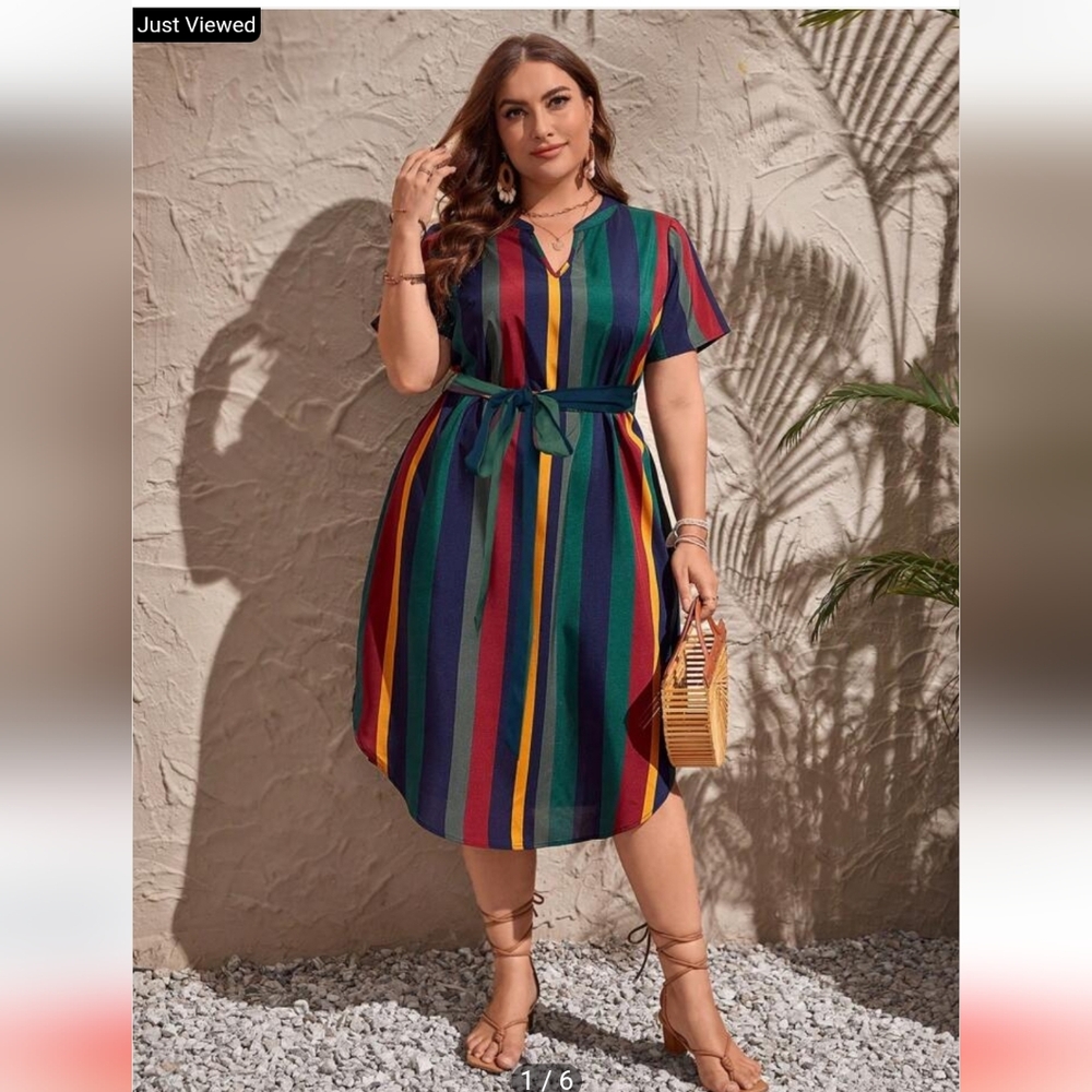 Plus Size Striped Colorful Maxi Dress Sz 1X